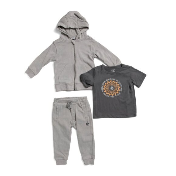 VOLCOM Grey Toddler Boys 3pc Hoodie And Joggers Set - Picture 1 of 2